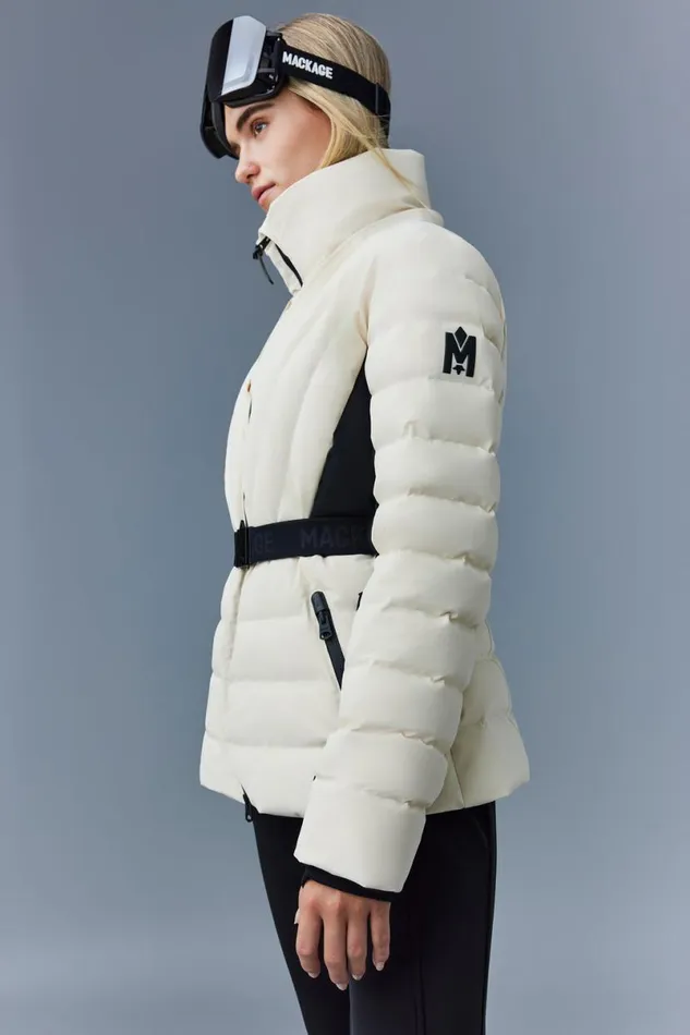 Downs and Jackets Women Mackage ELITA Down Ski Jacket With Removable Blue Fox Fur Trim Black Downs and Jackets Women Mackage ELITA Down Ski Jacket With Removable Blue Fox Fur Trim Black