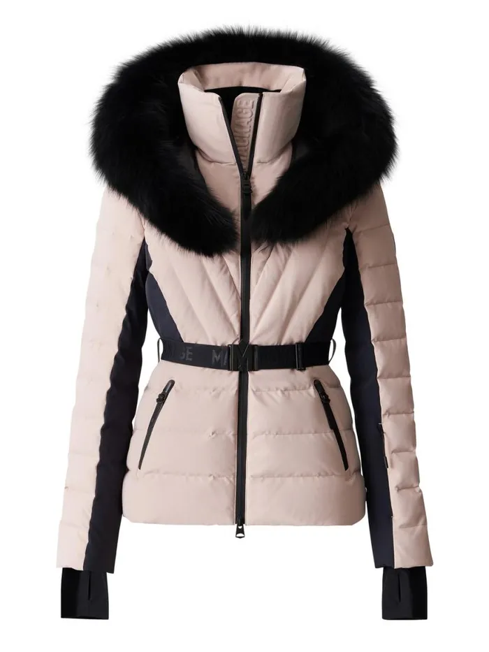 Downs and Jackets Women Mackage ELITA Down Ski Jacket With Removable Blue Fox Fur Trim Black Downs and Jackets Women Mackage ELITA Down Ski Jacket With Removable Blue Fox Fur Trim Black