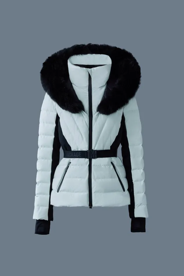 Downs and Jackets Women Mackage ELITA Down Ski Jacket With Removable Blue Fox Fur Trim Black Downs and Jackets Women Mackage ELITA Down Ski Jacket With Removable Blue Fox Fur Trim Black