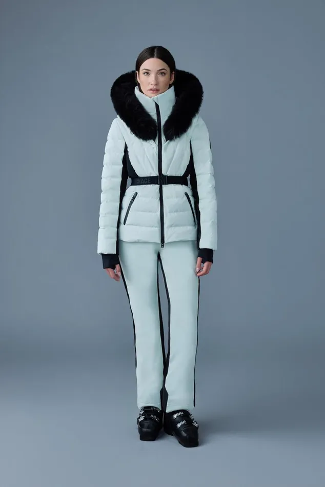 Downs and Jackets Women Mackage ELITA Down Ski Jacket With Removable Blue Fox Fur Trim Black Downs and Jackets Women Mackage ELITA Down Ski Jacket With Removable Blue Fox Fur Trim Black