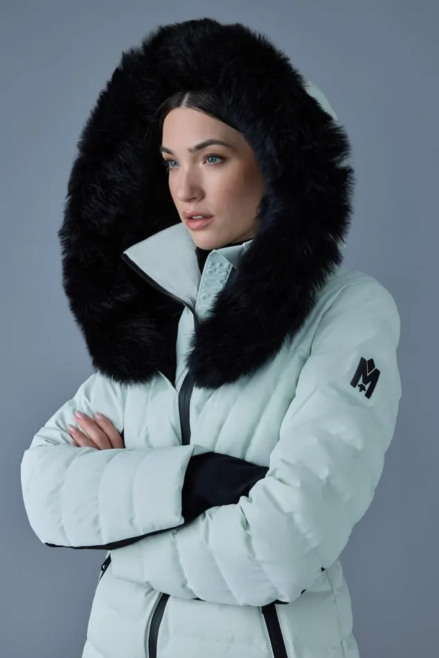 Downs and Jackets Women Mackage ELITA Down Ski Jacket With Removable Blue Fox Fur Trim Black Downs and Jackets Women Mackage ELITA Down Ski Jacket With Removable Blue Fox Fur Trim Black
