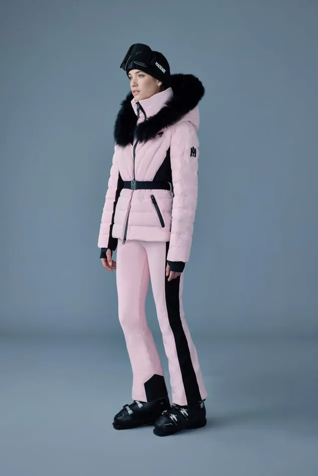 Downs and Jackets Women Mackage ELITA Down Ski Jacket With Removable Blue Fox Fur Trim Black Downs and Jackets Women Mackage ELITA Down Ski Jacket With Removable Blue Fox Fur Trim Black