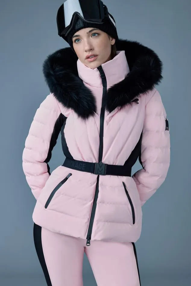 Downs and Jackets Women Mackage ELITA Down Ski Jacket With Removable Blue Fox Fur Trim Black Downs and Jackets Women Mackage ELITA Down Ski Jacket With Removable Blue Fox Fur Trim Black