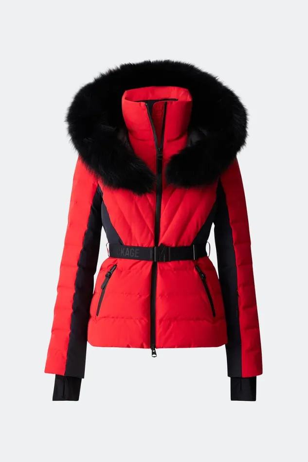 Downs and Jackets Women Mackage ELITA Down Ski Jacket With Removable Blue Fox Fur Trim Black Downs and Jackets Women Mackage ELITA Down Ski Jacket With Removable Blue Fox Fur Trim Black