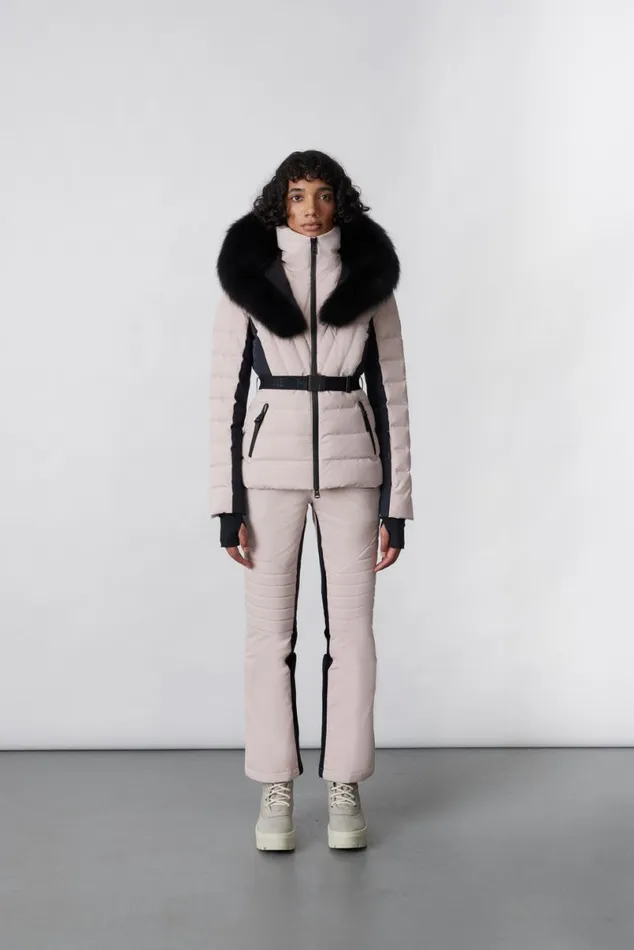 Downs and Jackets Women Mackage ELITA Down Ski Jacket With Removable Blue Fox Fur Trim Black Downs and Jackets Women Mackage ELITA Down Ski Jacket With Removable Blue Fox Fur Trim Black
