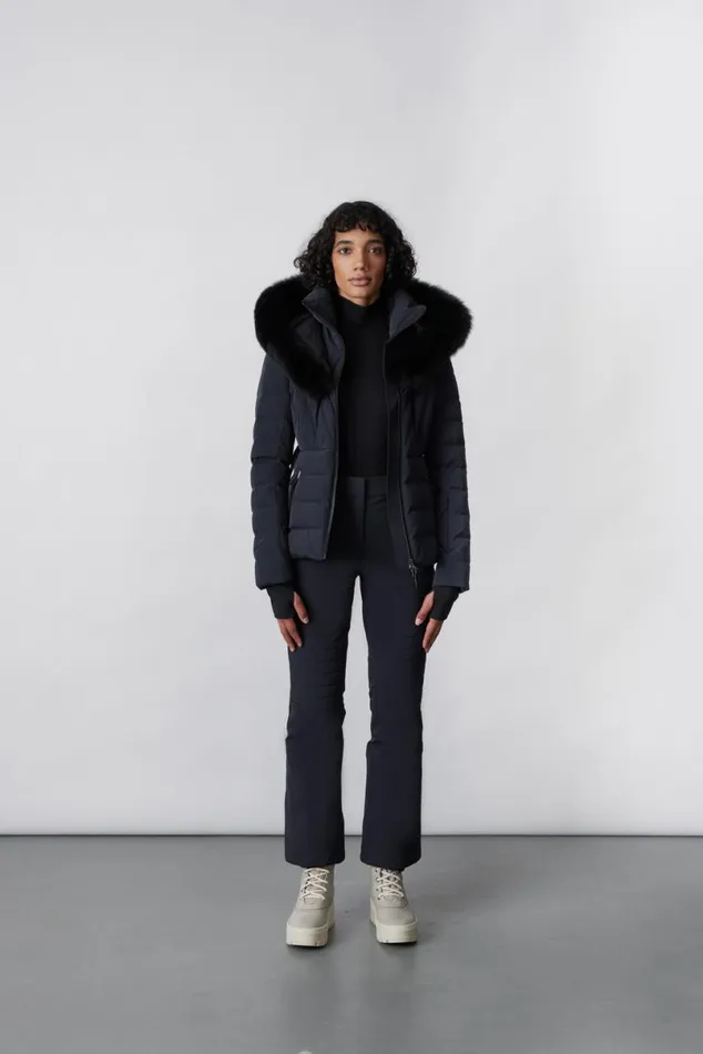 Downs and Jackets Women Mackage ELITA Down Ski Jacket With Removable Blue Fox Fur Trim Black Downs and Jackets Women Mackage ELITA Down Ski Jacket With Removable Blue Fox Fur Trim Black