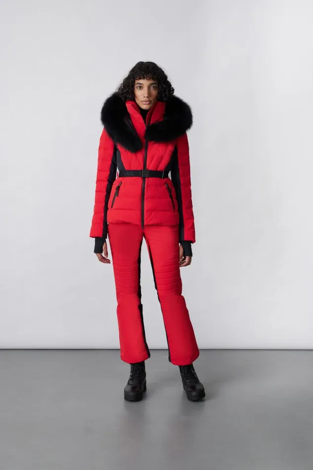 Downs and Jackets Women Mackage ELITA Down Ski Jacket With Removable Blue Fox Fur Trim Black Downs and Jackets Women Mackage ELITA Down Ski Jacket With Removable Blue Fox Fur Trim Black