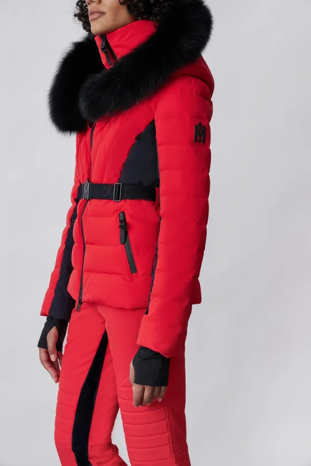 Downs and Jackets Women Mackage ELITA Down Ski Jacket With Removable Blue Fox Fur Trim Black Downs and Jackets Women Mackage ELITA Down Ski Jacket With Removable Blue Fox Fur Trim Black