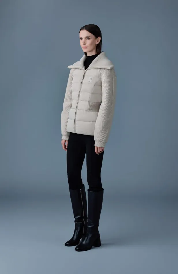 Downs and Jackets Women Mackage FOXY Light Down Mixed Media Jacket Black Downs and Jackets Women Mackage FOXY Light Down Mixed Media Jacket Black