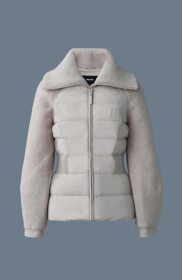 Downs and Jackets Women Mackage FOXY Light Down Mixed Media Jacket Black Downs and Jackets Women Mackage FOXY Light Down Mixed Media Jacket Black