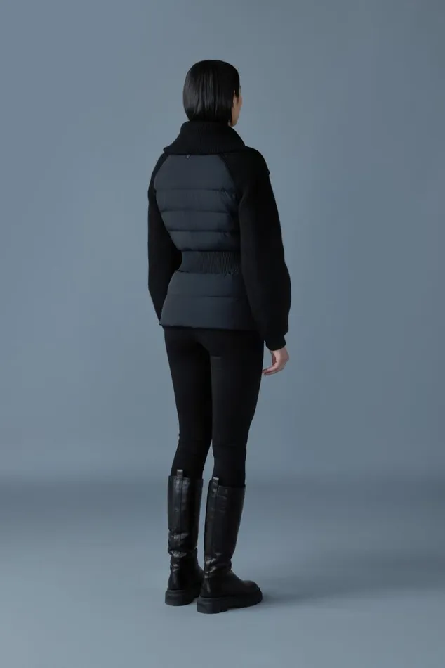 Downs and Jackets Women Mackage FOXY Light Down Mixed Media Jacket Black Downs and Jackets Women Mackage FOXY Light Down Mixed Media Jacket Black