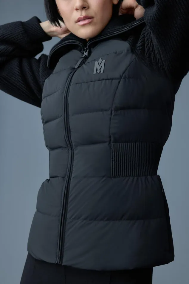 Downs and Jackets Women Mackage FOXY Light Down Mixed Media Jacket Black Downs and Jackets Women Mackage FOXY Light Down Mixed Media Jacket Black