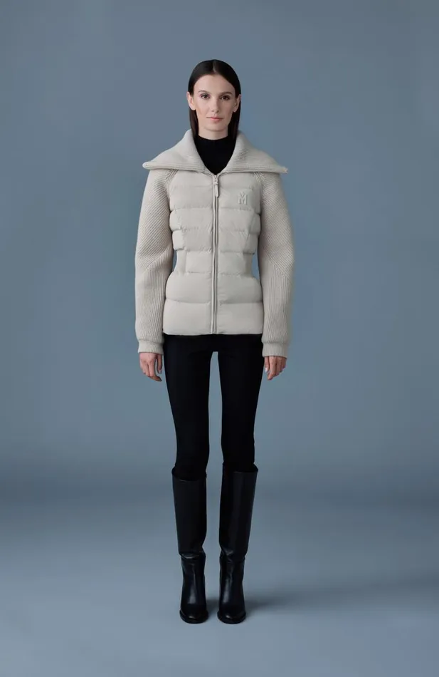 Downs and Jackets Women Mackage FOXY Light Down Mixed Media Jacket Black Downs and Jackets Women Mackage FOXY Light Down Mixed Media Jacket Black
