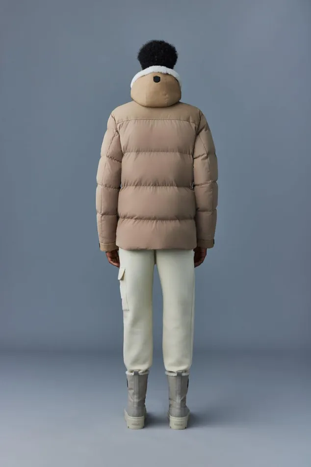 Downs and Parkas Men Mackage RILEY Classic Down Jacket With Removable Shearling Bib Black Downs and Parkas Men Mackage RILEY Classic Down Jacket With Removable Shearling Bib Black