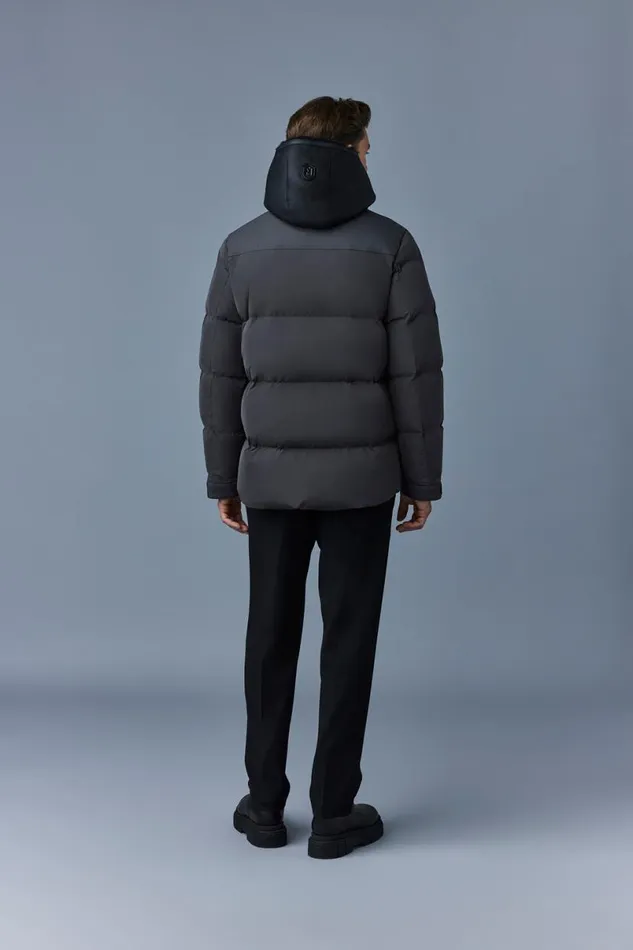 Downs and Parkas Men Mackage RILEY Classic Down Jacket With Removable Shearling Bib Black Downs and Parkas Men Mackage RILEY Classic Down Jacket With Removable Shearling Bib Black