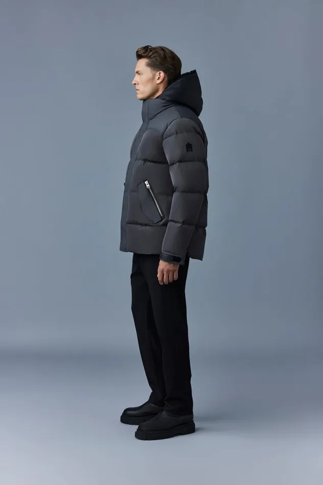 Downs and Parkas Men Mackage RILEY Classic Down Jacket With Removable Shearling Bib Black Downs and Parkas Men Mackage RILEY Classic Down Jacket With Removable Shearling Bib Black