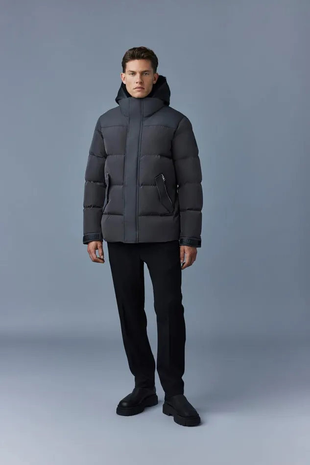 Downs and Parkas Men Mackage RILEY Classic Down Jacket With Removable Shearling Bib Black Downs and Parkas Men Mackage RILEY Classic Down Jacket With Removable Shearling Bib Black