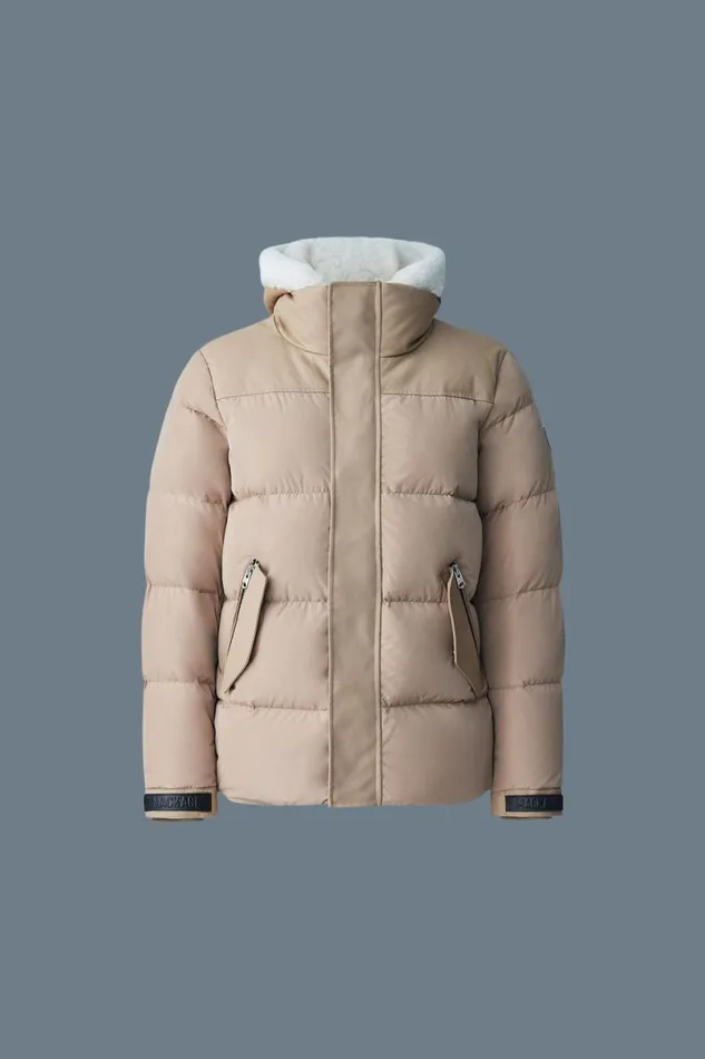 Downs and Parkas Men Mackage RILEY Classic Down Jacket With Removable Shearling Bib Black Downs and Parkas Men Mackage RILEY Classic Down Jacket With Removable Shearling Bib Black