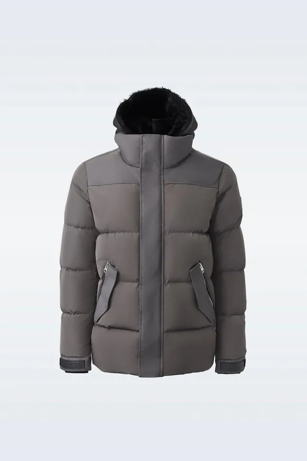 Downs and Parkas Men Mackage RILEY Classic Down Jacket With Removable Shearling Bib Black Downs and Parkas Men Mackage RILEY Classic Down Jacket With Removable Shearling Bib Black