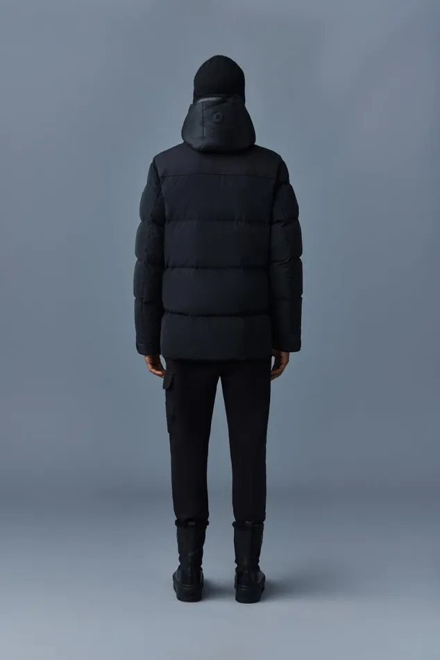 Downs and Parkas Men Mackage RILEY Classic Down Jacket With Removable Shearling Bib Black Downs and Parkas Men Mackage RILEY Classic Down Jacket With Removable Shearling Bib Black