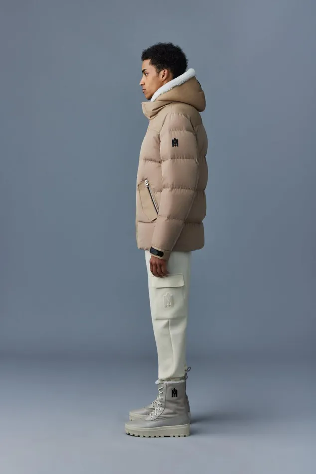 Downs and Parkas Men Mackage RILEY Classic Down Jacket With Removable Shearling Bib Black Downs and Parkas Men Mackage RILEY Classic Down Jacket With Removable Shearling Bib Black