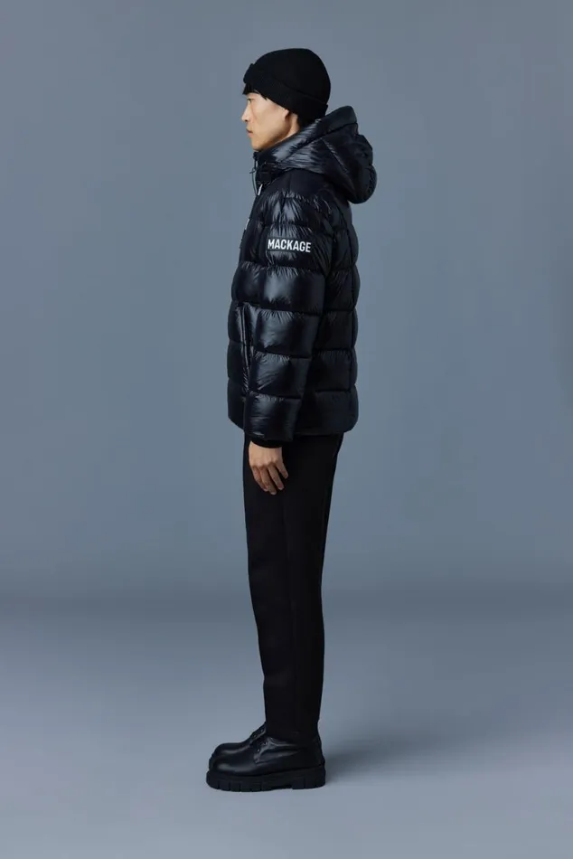Downs and Parkas Men Mackage VICTOR Lustrous Light Down Jacket With Hood For Men Emerald Downs and Parkas Men Mackage VICTOR Lustrous Light Down Jacket With Hood For Men Emerald