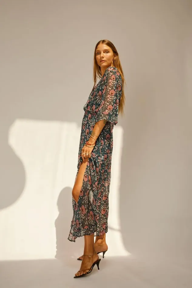 Dresses Shop Natalie Martin COCO MAXI Vintage Flowers Indigo