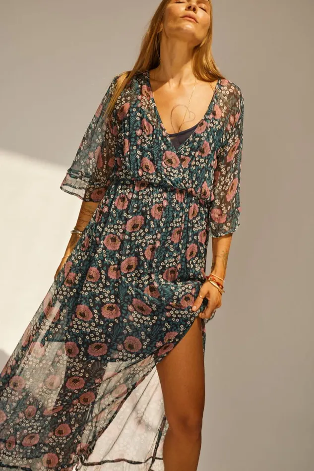 Dresses Shop Natalie Martin COCO MAXI Vintage Flowers Indigo
