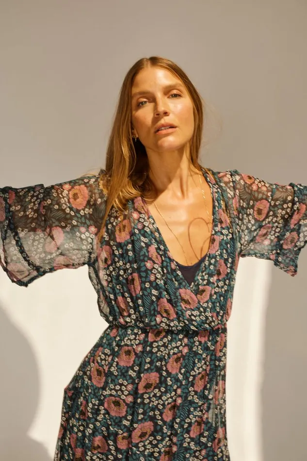 Dresses Shop Natalie Martin COCO MAXI Vintage Flowers Indigo