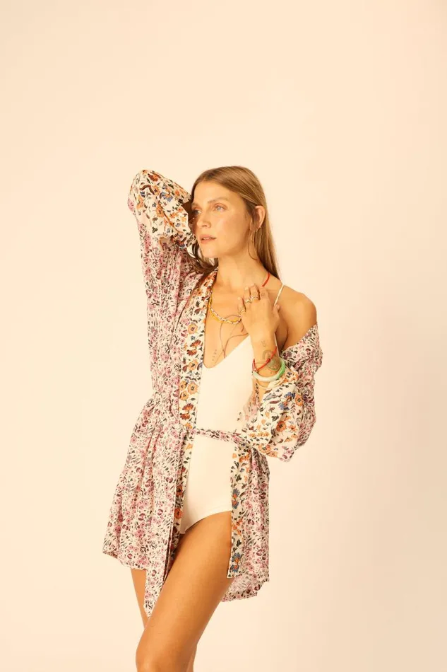 Dresses Shop Natalie Martin DIANE SHORT ROBE Petite Fleur Rose
