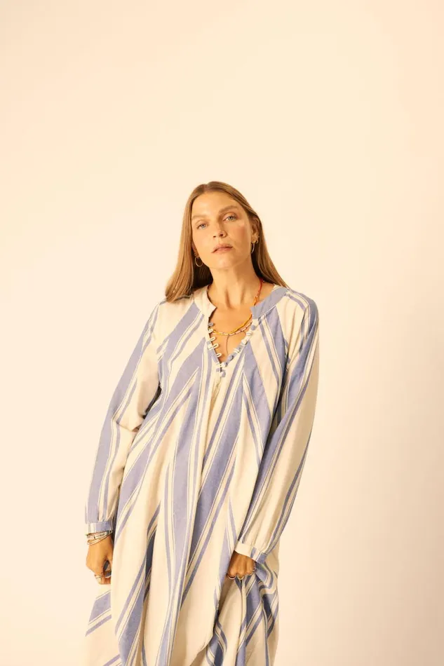 Dresses Shop Natalie Martin FIORE MAXI French Stripe Blue