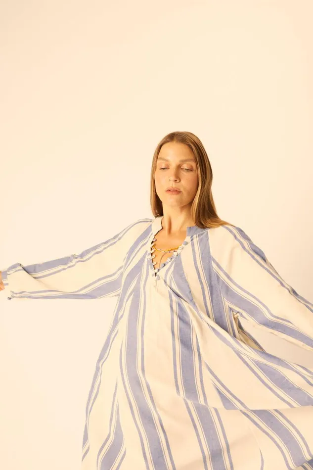 Dresses Shop Natalie Martin FIORE MAXI French Stripe Blue