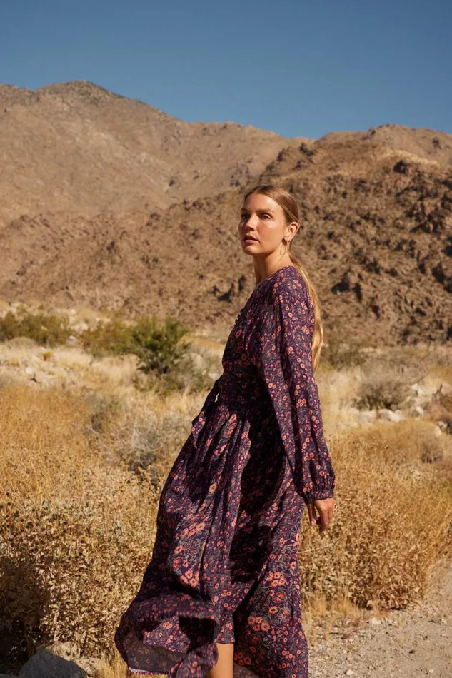 Dresses Shop Natalie Martin FIORE MAXI Petite Fleur Aubergine
