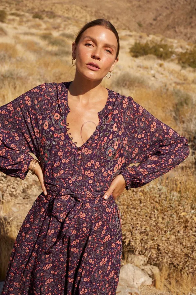 Dresses Shop Natalie Martin FIORE MAXI Petite Fleur Aubergine