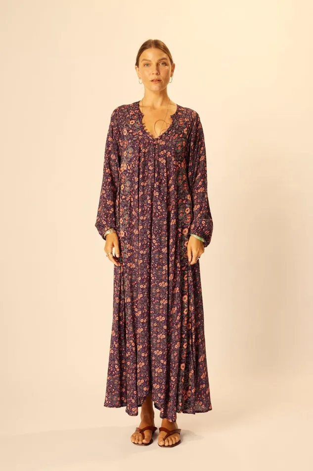 Dresses Shop Natalie Martin FIORE MAXI Petite Fleur Aubergine