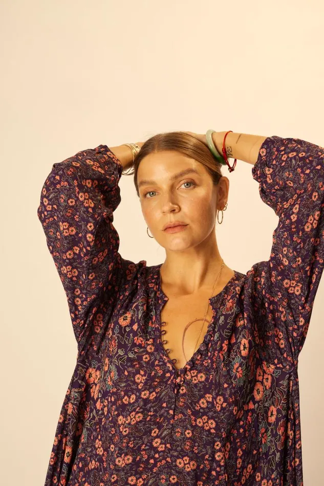 Dresses Shop Natalie Martin FIORE MAXI Petite Fleur Aubergine