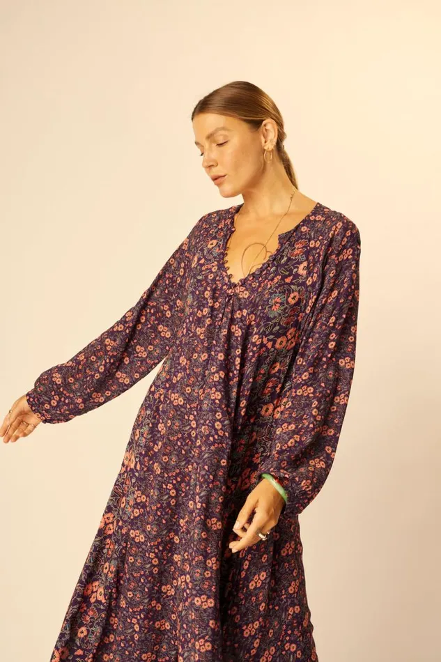 Dresses Shop Natalie Martin FIORE MAXI Petite Fleur Aubergine