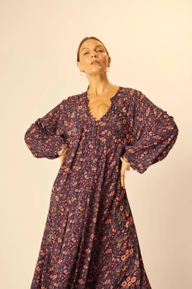Dresses Shop Natalie Martin FIORE MAXI Petite Fleur Aubergine