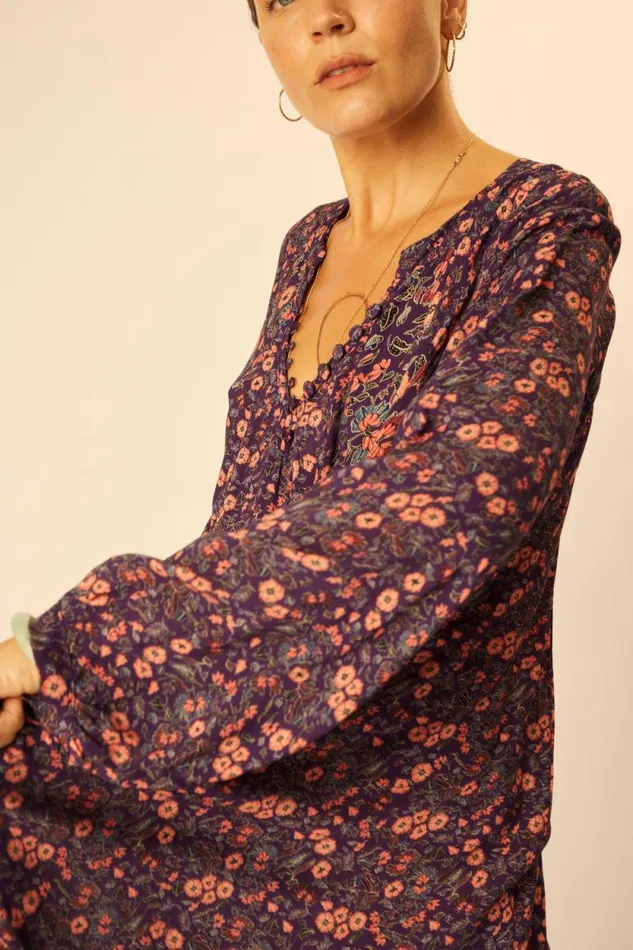 Dresses Shop Natalie Martin FIORE MAXI Petite Fleur Aubergine