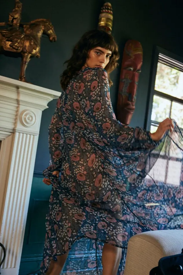 Dresses Shop Natalie Martin FIORE MAXI Vintage Flowers Indigo