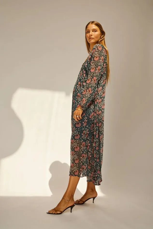 Dresses Shop Natalie Martin FIORE MAXI Vintage Flowers Indigo