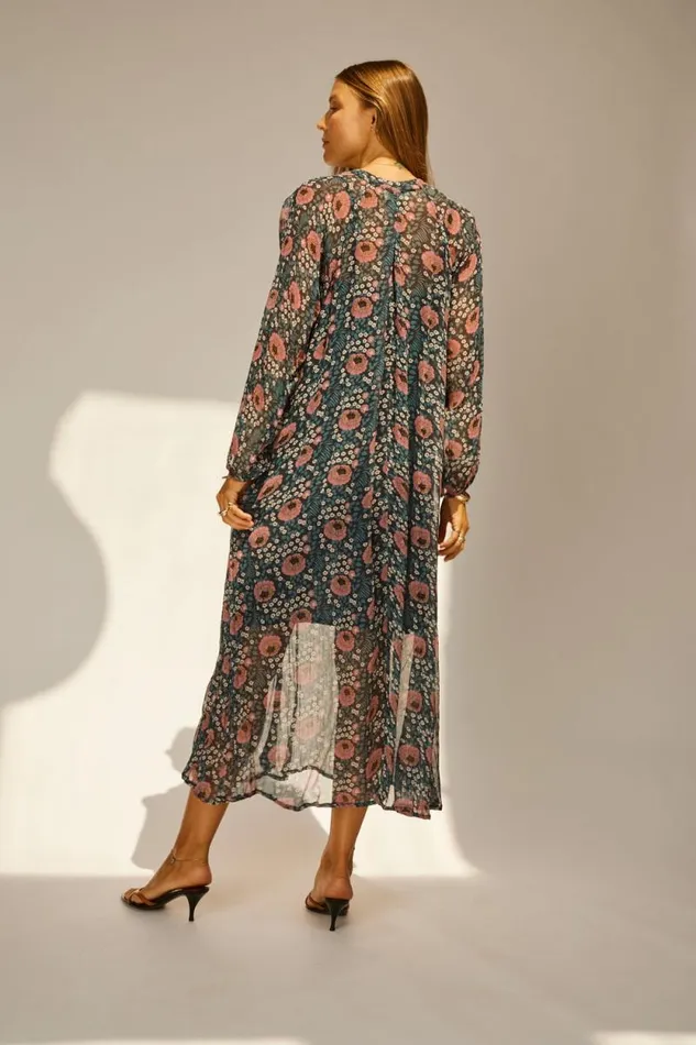 Dresses Shop Natalie Martin FIORE MAXI Vintage Flowers Indigo