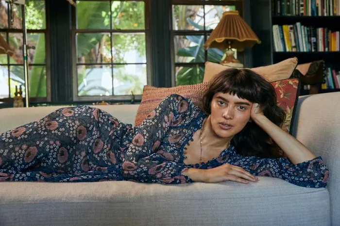 Dresses Shop Natalie Martin FIORE MAXI Vintage Flowers Indigo