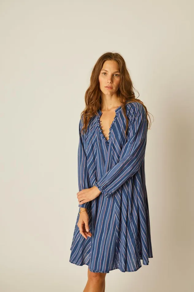 Dresses Shop Natalie Martin FIORE SHORT DRESS Batik Stripe Navy