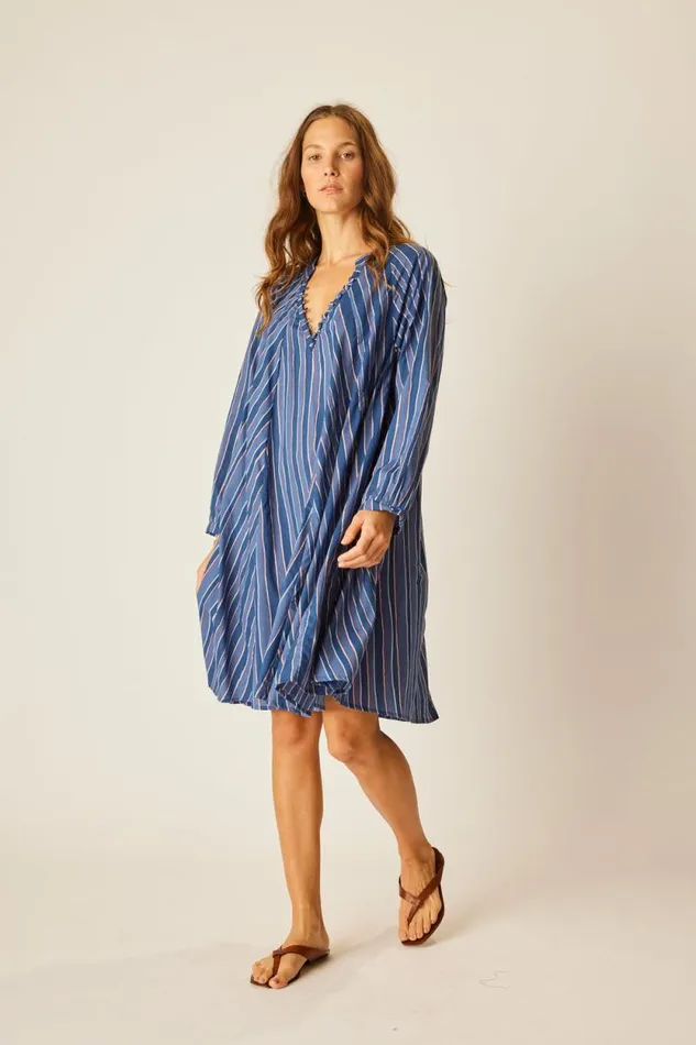 Dresses Shop Natalie Martin FIORE SHORT DRESS Batik Stripe Navy