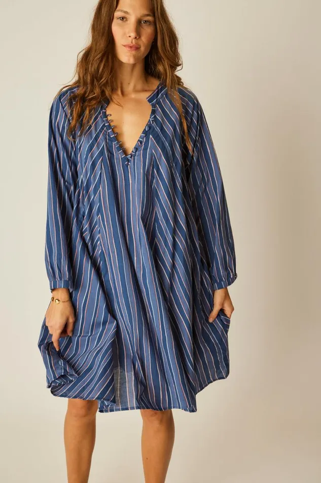 Dresses Shop Natalie Martin FIORE SHORT DRESS Batik Stripe Navy