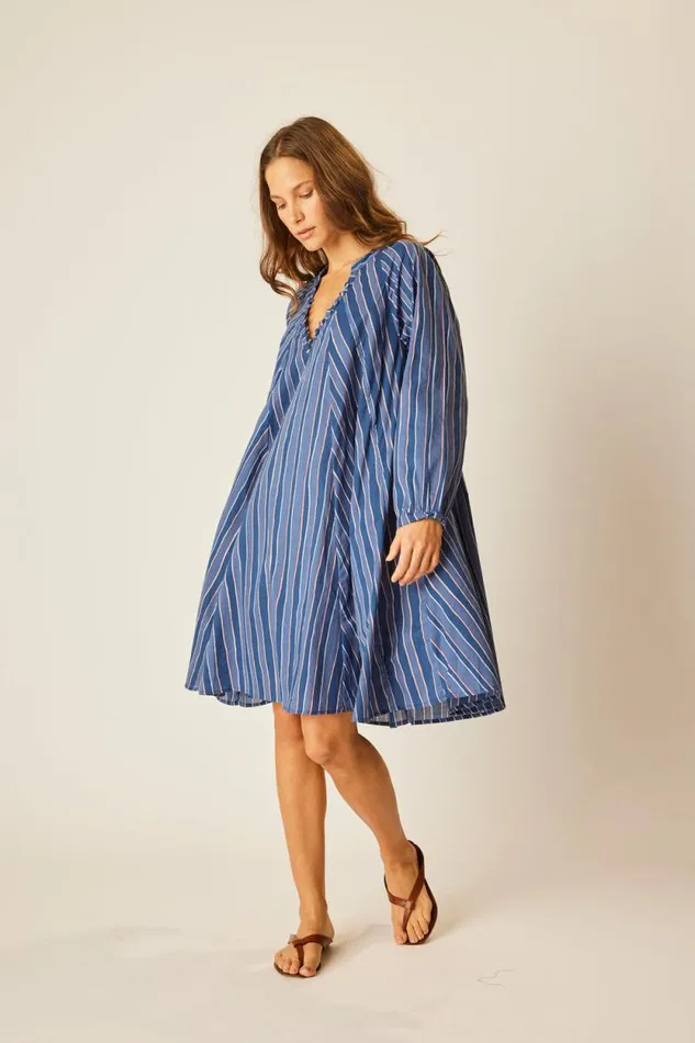 Dresses Shop Natalie Martin FIORE SHORT DRESS Batik Stripe Navy