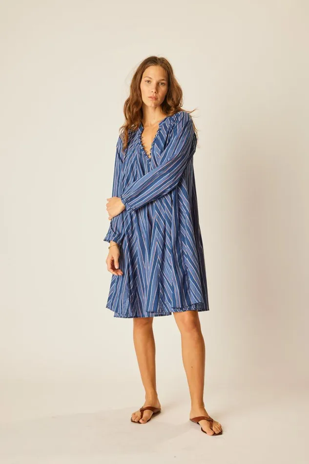 Dresses Shop Natalie Martin FIORE SHORT DRESS Batik Stripe Navy