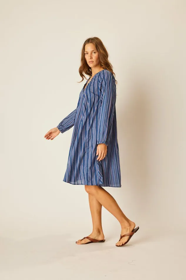 Dresses Shop Natalie Martin FIORE SHORT DRESS Batik Stripe Navy