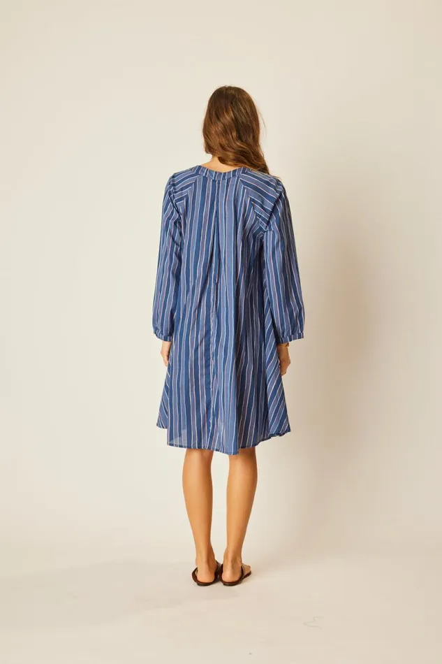Dresses Shop Natalie Martin FIORE SHORT DRESS Batik Stripe Navy